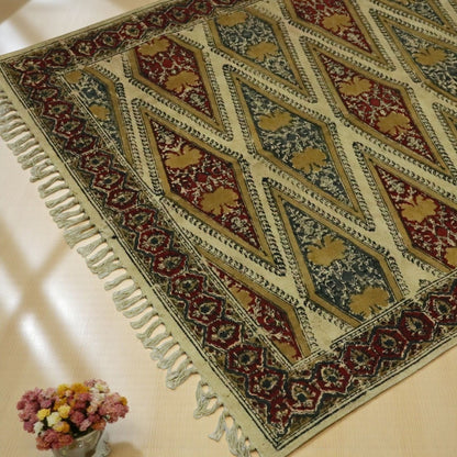 Ocra Red kalamkari Printed Dhurrie