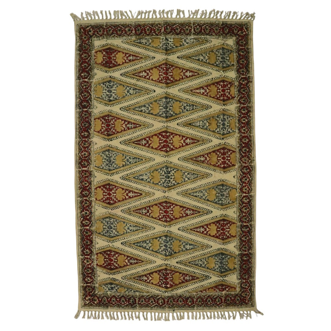 Ocra Red kalamkari Printed Dhurrie
