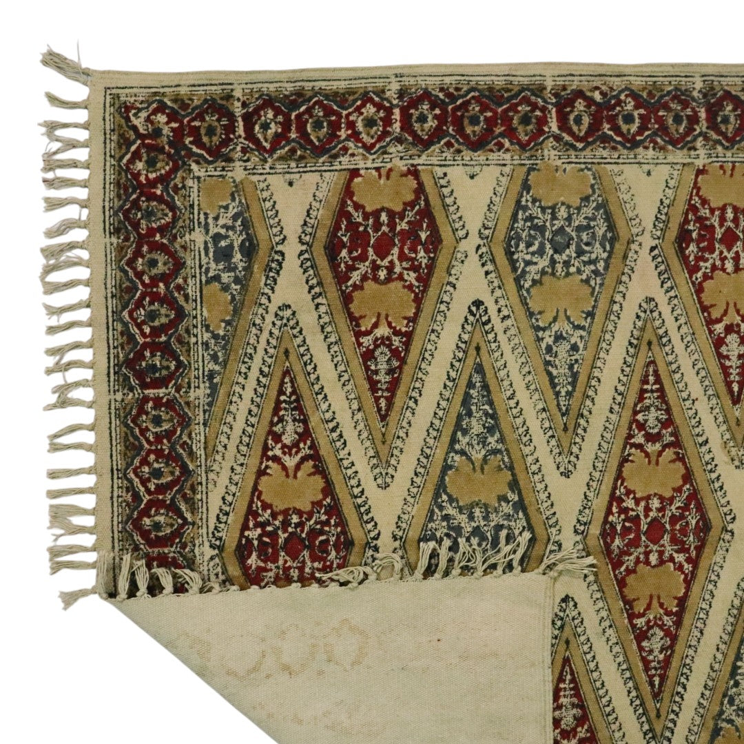 Ocra Red kalamkari Printed Dhurrie