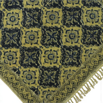 Black Aroh Kalmkari Printed Cotton Dhurrie