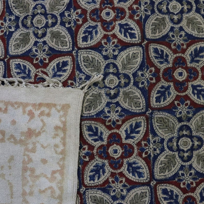 Red & Blue Chirag Kalamkari Printed Cotton Dhurrie