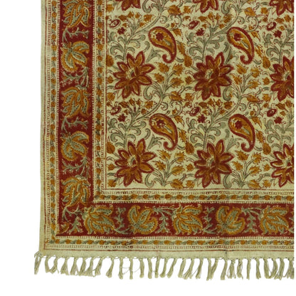 Red Lina Kalamkari Printed Cotton Dhurrie