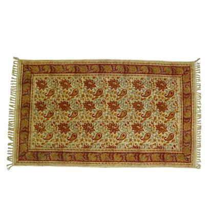 Red Lina Kalamkari Printed Cotton Dhurrie