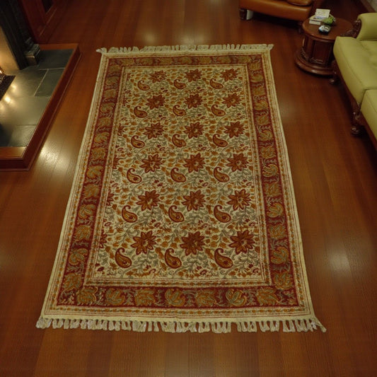 Red Lina Kalamkari Printed Cotton Dhurrie