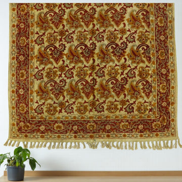 Red Vyan Kalamkari Printed Cotton Dhurrie