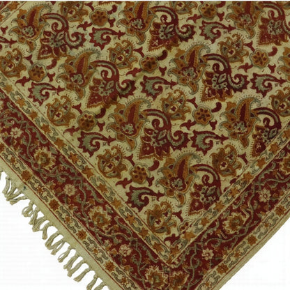 Red Vyan Kalamkari Printed Cotton Dhurrie