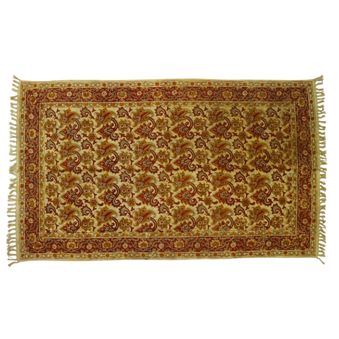 Red Vyan Kalamkari Printed Cotton Dhurrie