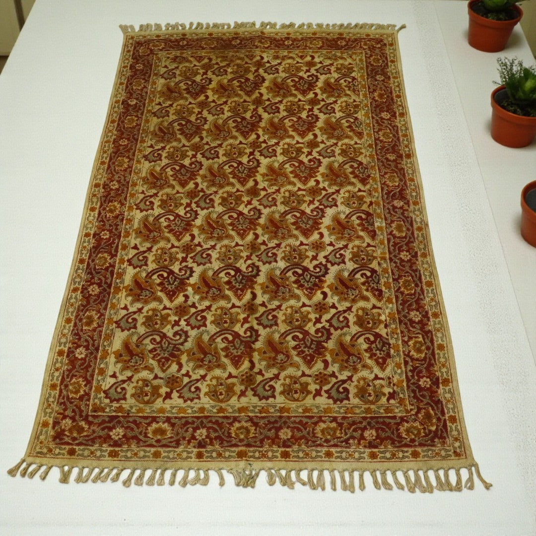 Red Vyan Kalamkari Printed Cotton Dhurrie