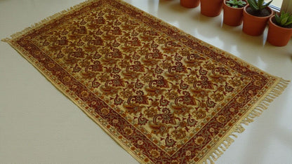 Red Vyan Kalamkari Printed Cotton Dhurrie