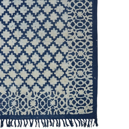 Nila Dabu Indigo Printed Cotton Dhurrie