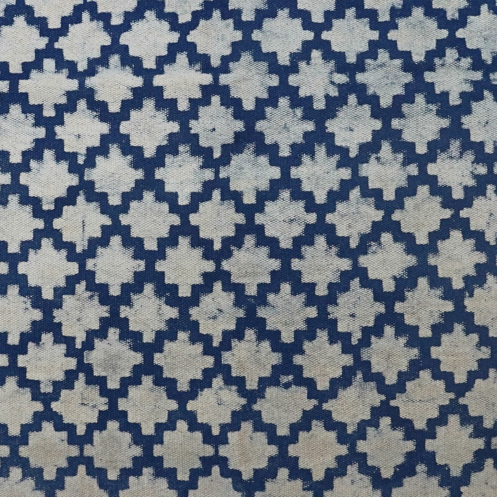 Nila Dabu Indigo Printed Cotton Dhurrie