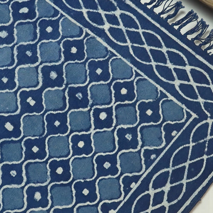 Lina Dabu Indigo Printed Cotton Dhurrie