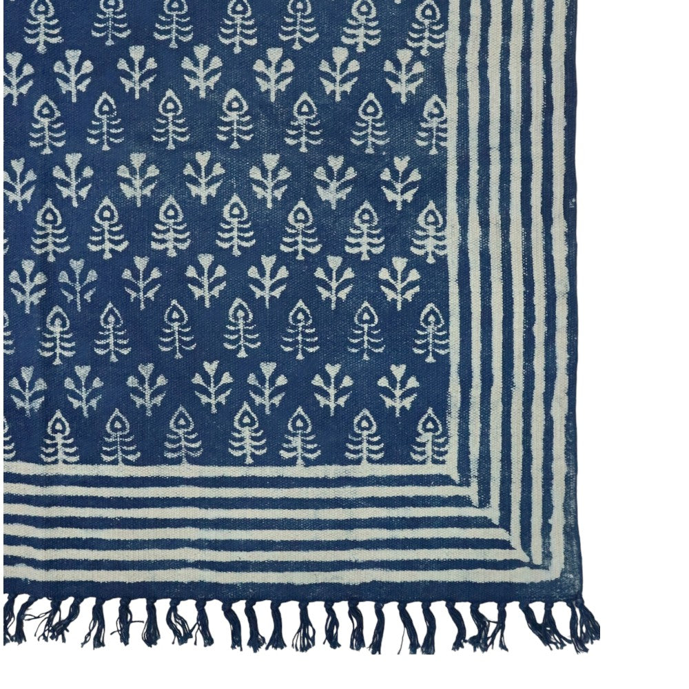 Dhara Dabu Indigo Cotton printed Dhurrie