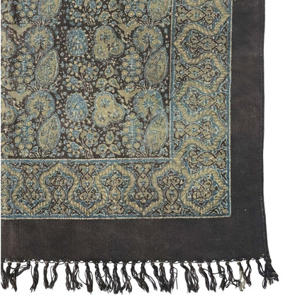 Floral Green Ajrakh Block Printed Cotton Dhurrie