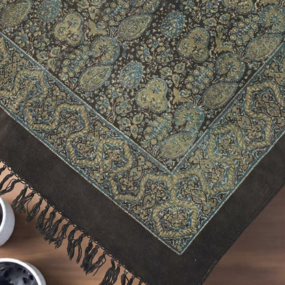 Floral Green Ajrakh Block Printed Cotton Dhurrie