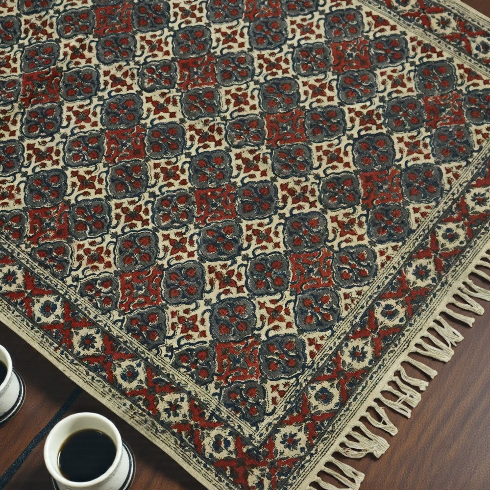 Nisha Kalamkari Block Printed Cotton Dhurrie