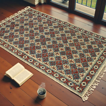 Nisha Kalamkari Block Printed Cotton Dhurrie