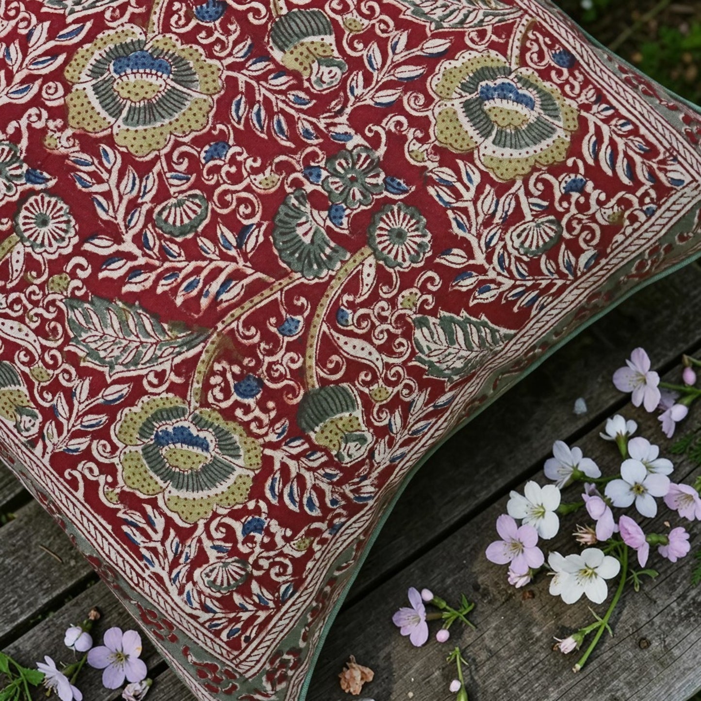 Red Ocra Kalamkari Cushion covers
