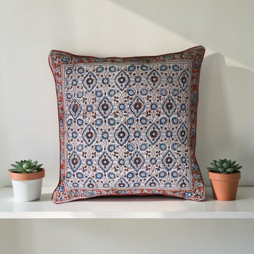 Rust Blue kalamkari Cushion Covers