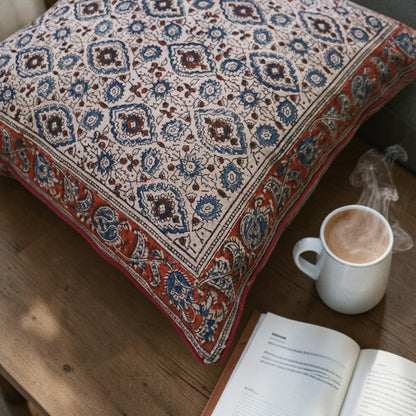 Rust Blue kalamkari Cushion Covers