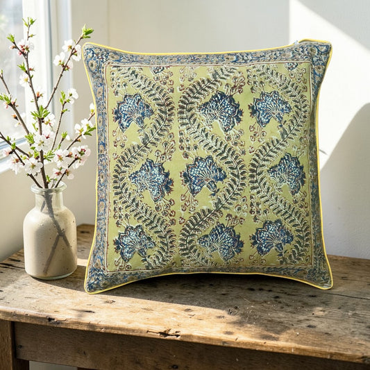 Ocra Grey kalamkari cushion covers