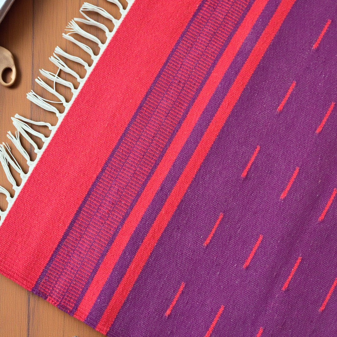 Cauvery Red & Maroon Cotton Dhurrie