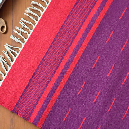 Cauvery Red & Maroon Cotton Dhurrie