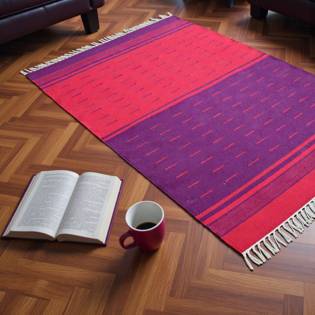 Cauvery Red & Maroon Cotton Dhurrie