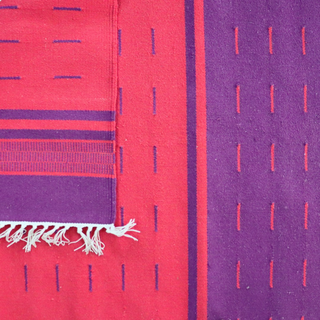 Cauvery Red & Maroon Cotton Dhurrie