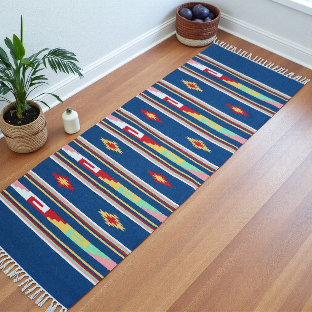 Peacock Blue Multi Color Runner