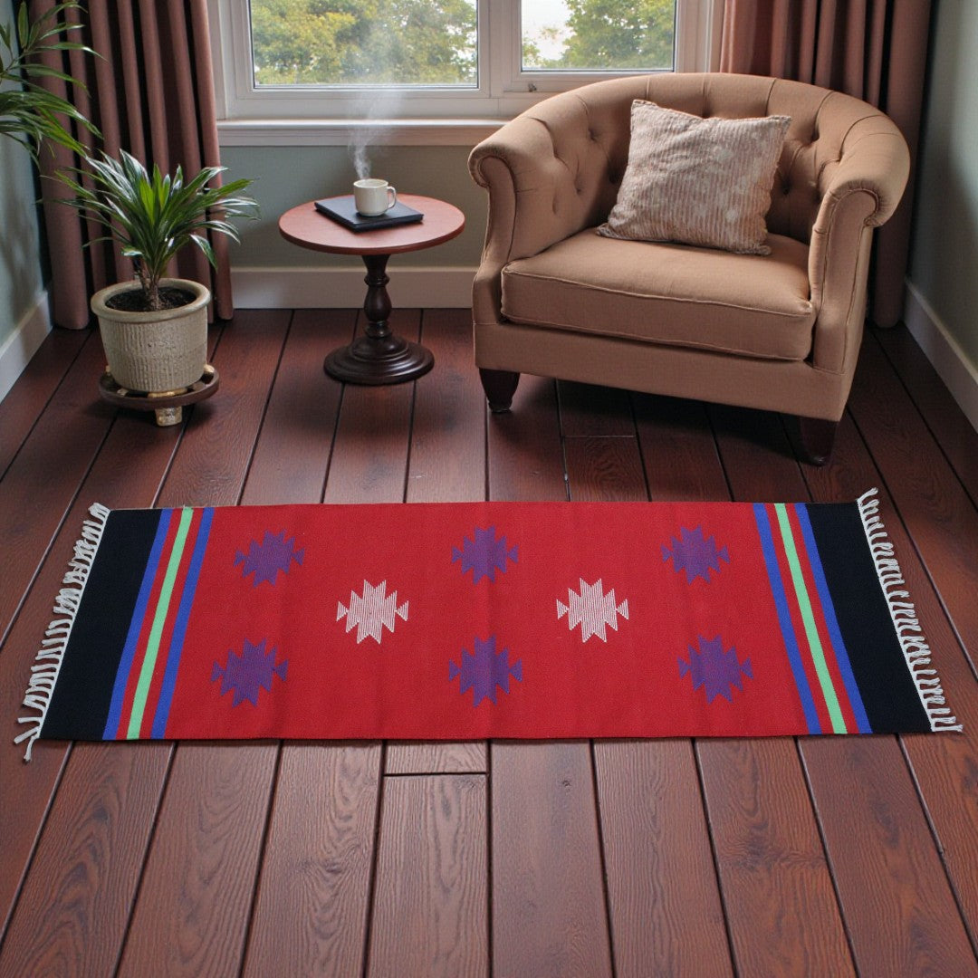 Red & Blue Dhurrie Runner