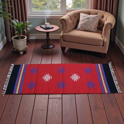 Red & Blue Dhurrie Runner