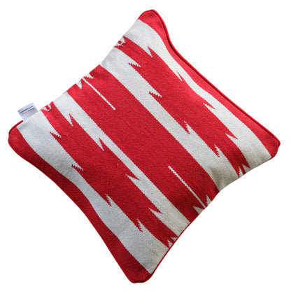 Red Star Dhurrie Cushion Cover 16x16 Inches
