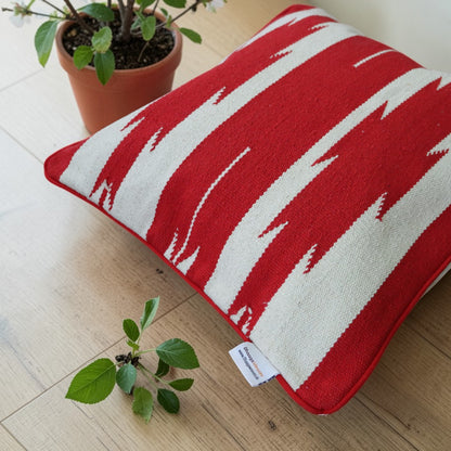 Red Star Dhurrie Cushion Cover 16x16 Inches