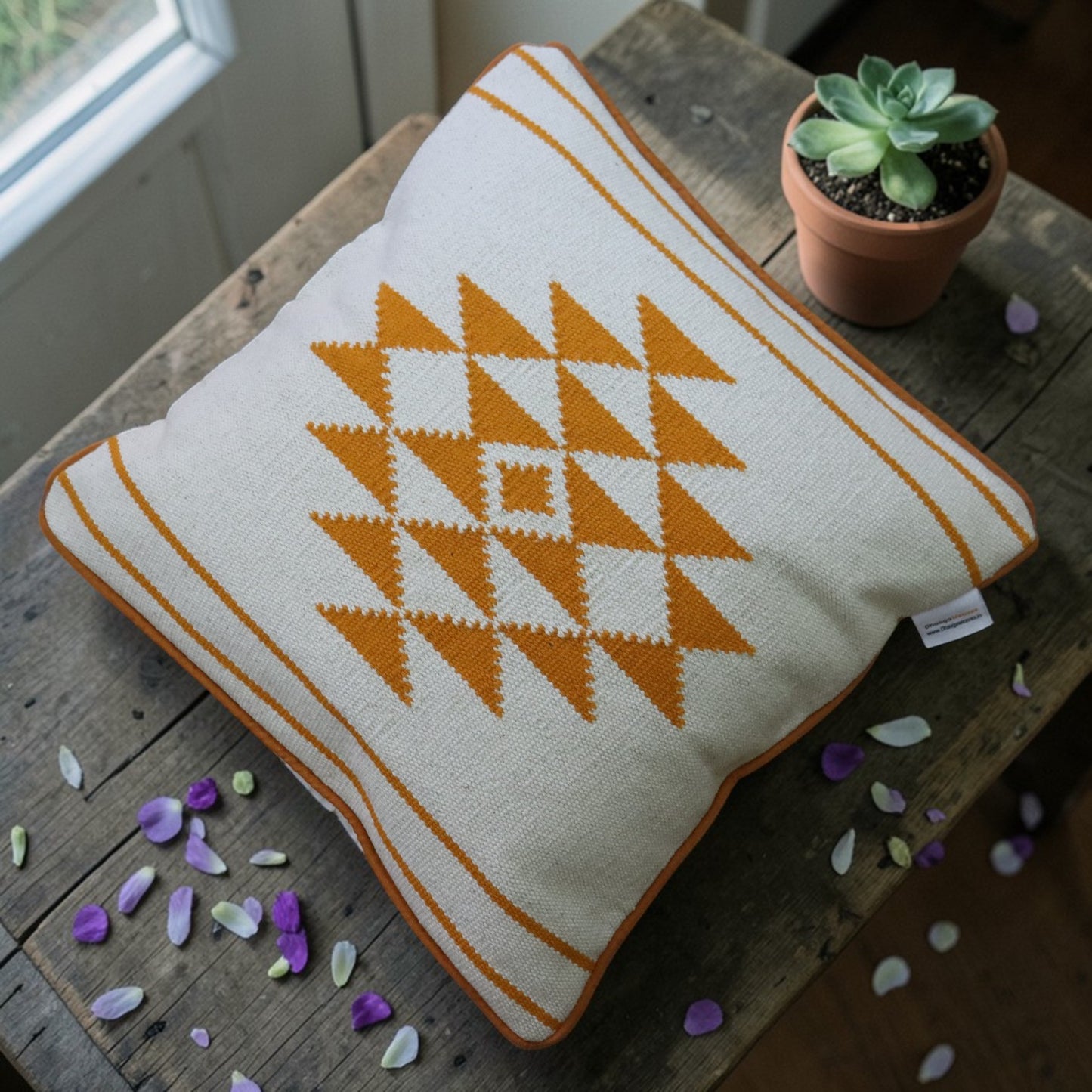 Tara Yellow Dhurrie Cushion Covers