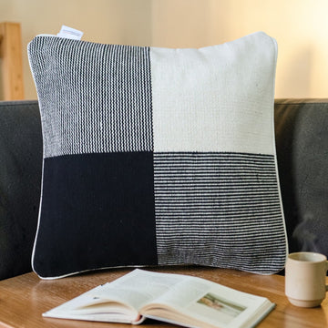 Tani Black & White Dhurrie Cushion Cover