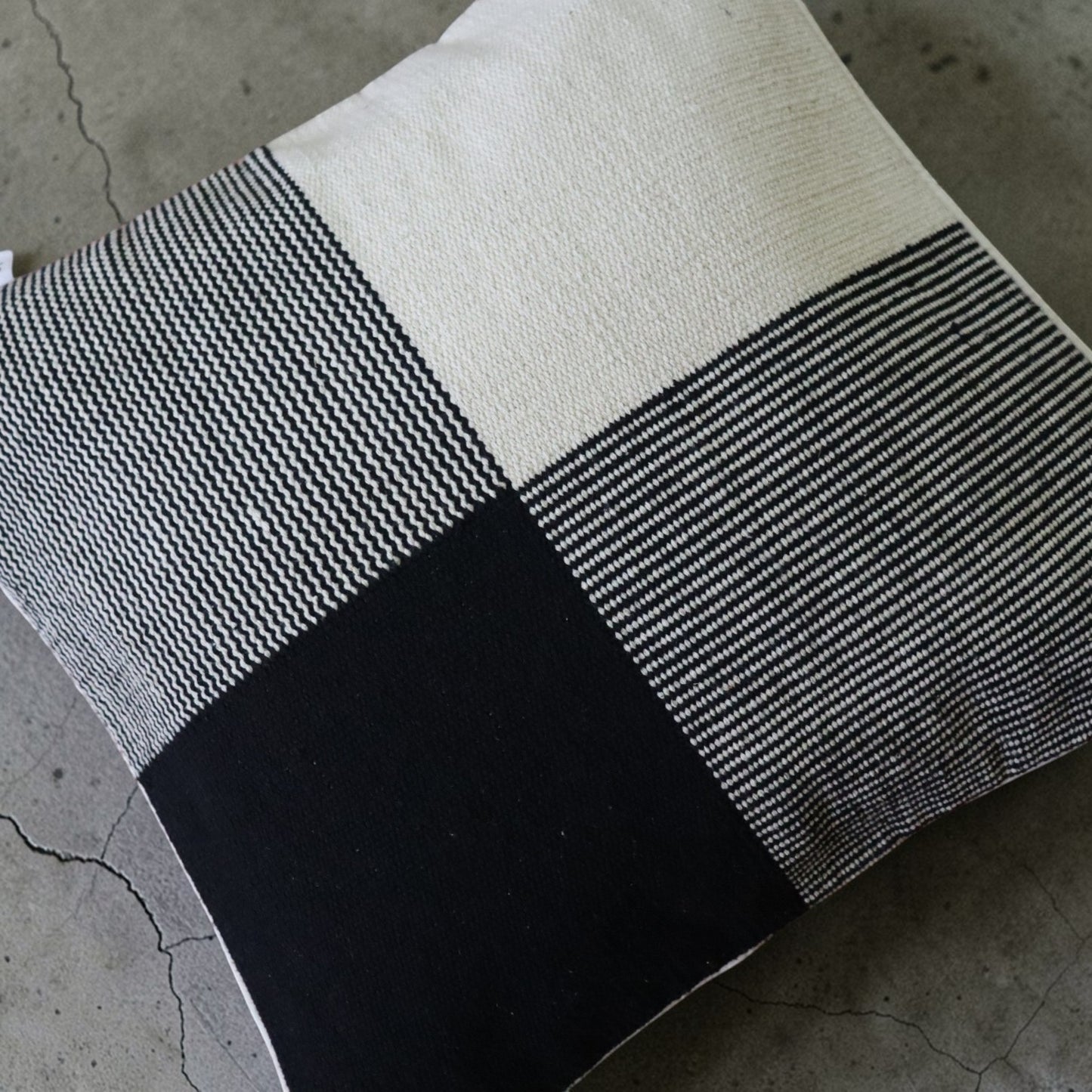 Tani Black & White Dhurrie Cushion Cover