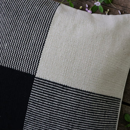 Tani Black & White Dhurrie Cushion Cover
