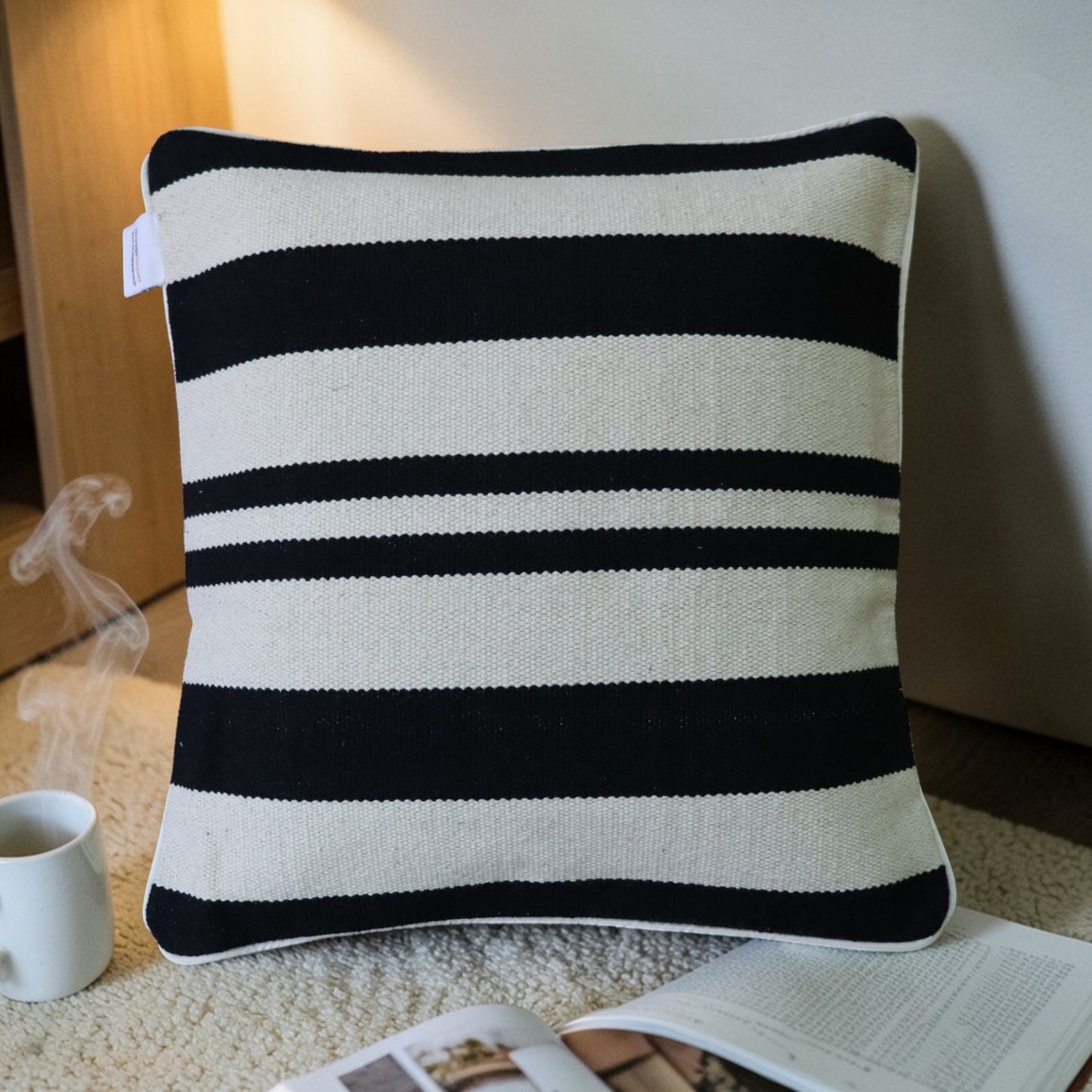 Anita Black & White Dhurrie Cushion Covers