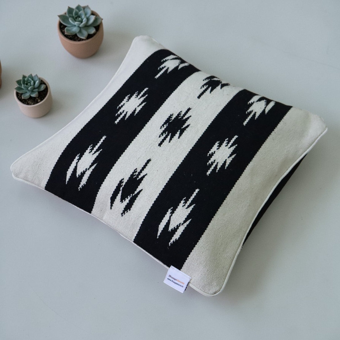 Chhavi Black & White Dhurrie Cushion Covers