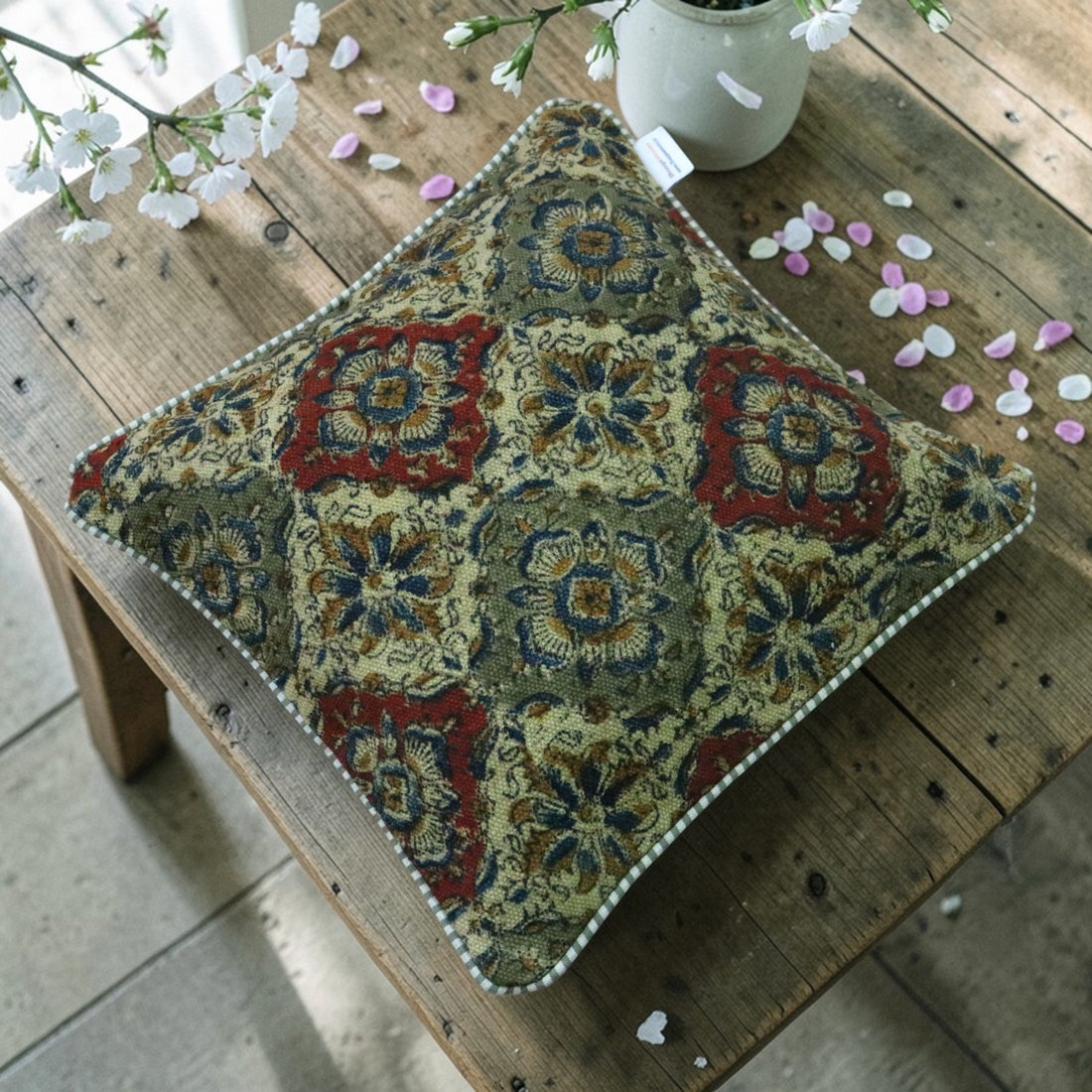 Amara Kalamkari Dhurrie Cushion Cover