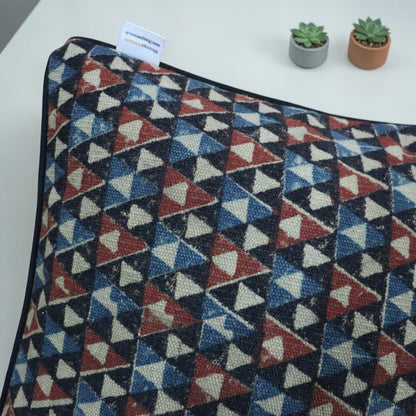 Rina Ajrakh Block printed Dhurrie Cushion Cover