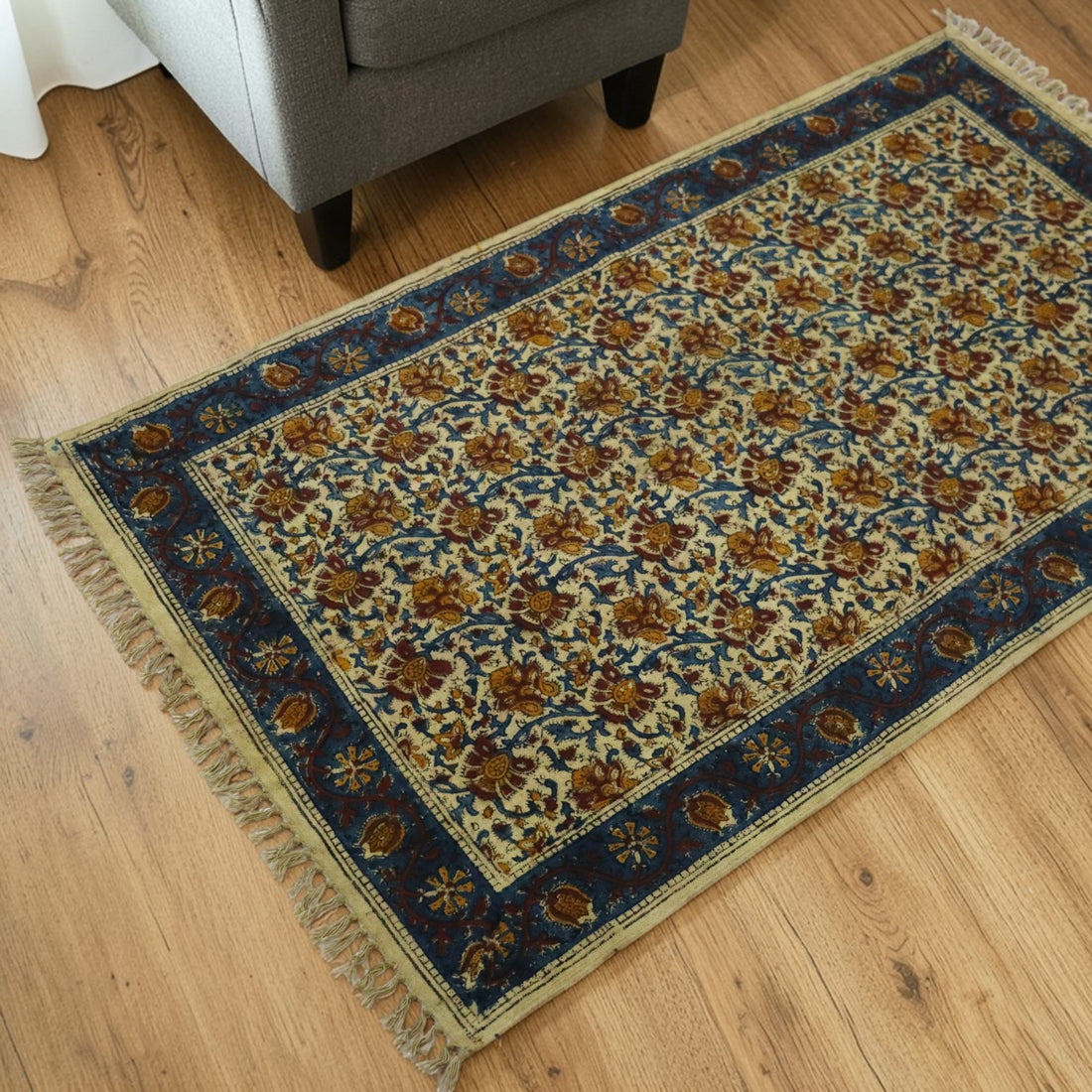 Kriti Kalamkari Handblock Printed Cotton Dhurrie