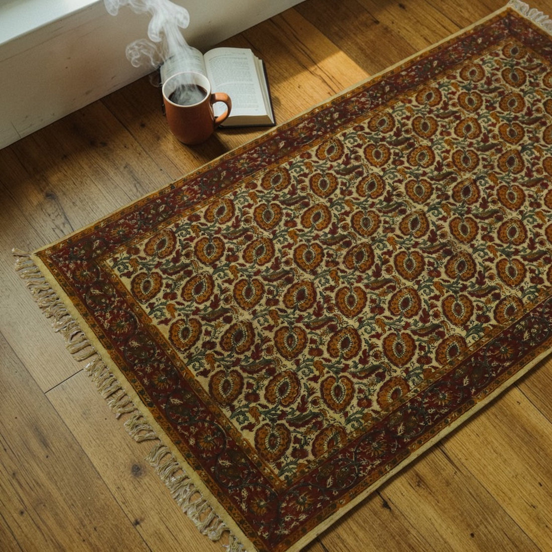 Harini Kalamkari Block Printed Cotton Dhurrie