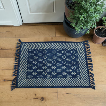 Cotton Woven Indigo Printed Doormats-1