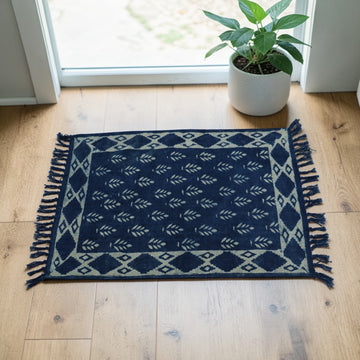 Cotton Woven Indigo Printed Door Mats-2