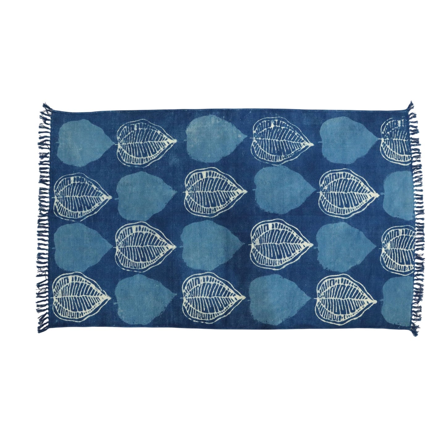 Betel Leaves Dabu Indigo Printed Dhurrie