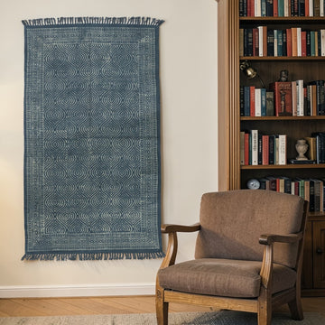 Kala Dabu Block Printed Cotton Grey Dhurrie