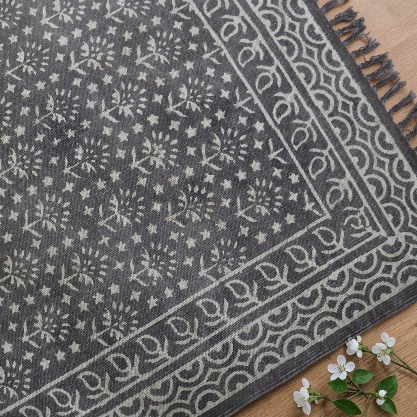Juhi Dabu Block Printed Cotton Kashish Colour Dhurrie