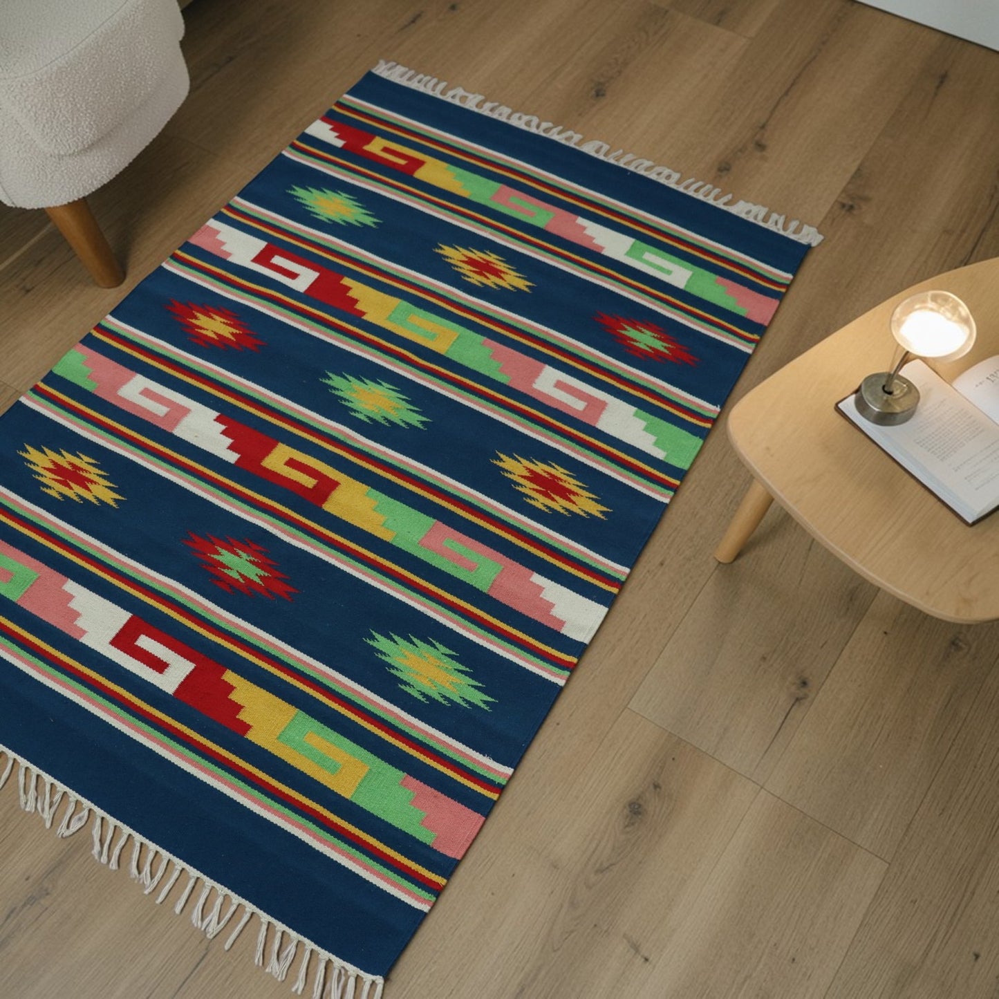 Multi Color Cotton Woven Dhurrie